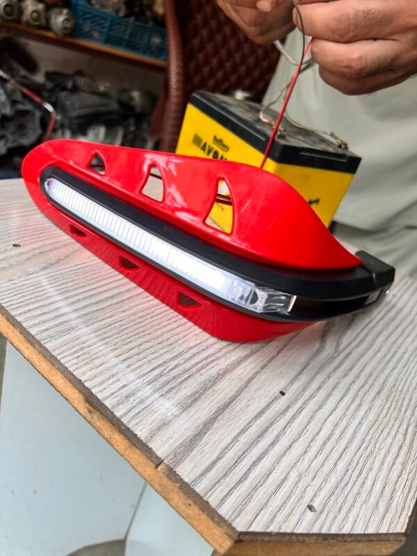 Red Lever Guard with LED Lighting – Universal Motorcycle Brake & Clutch Protection - Image 2