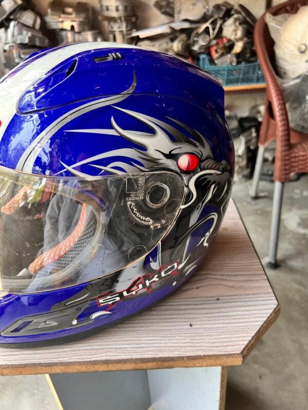 Syko Yakuza Full Face Motorcycle Helmet – Blue, Small Size, DOT Approved - Image 6