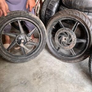 100/80 - 17 Rear & 90/90 - 17 Front On-Road Motorcycle Tire Pair with Rims – Complete Street Setup