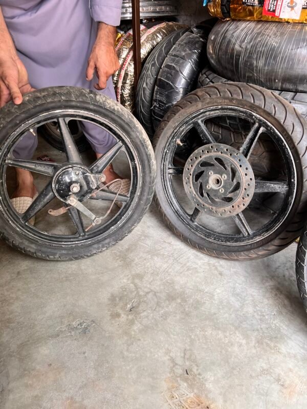 100/80 - 17 Rear & 90/90 - 17 Front On-Road Motorcycle Tire Pair with Rims – Complete Street Setup